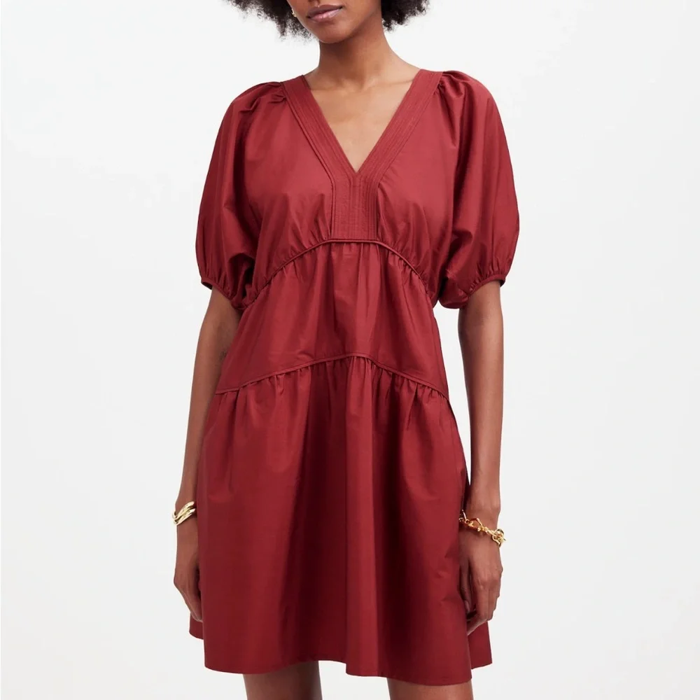 Madewell Puff-Sleeve Mini Dress in Poplin - Picture 6 of 6